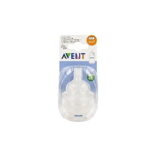 Avent 2 Tétines 4 trous à Débit Rapide 6 mois et +