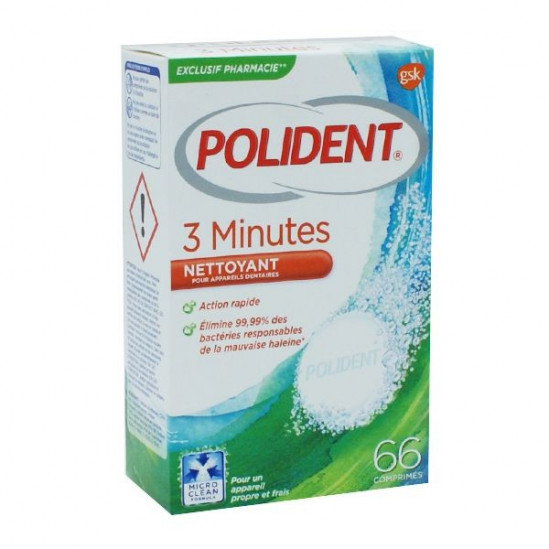 Polident 3 minutes nettoyant 66 comprimés